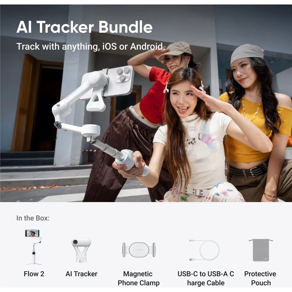 Insta360 Flow 2 Gimbal AI Tracker Bundle (Summit White)