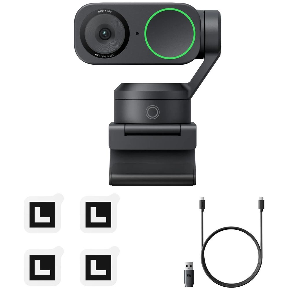 Insta360 Link 2 AI-Powered Pan, Tilt & Zoom 4K Webcam (Graphite Black)