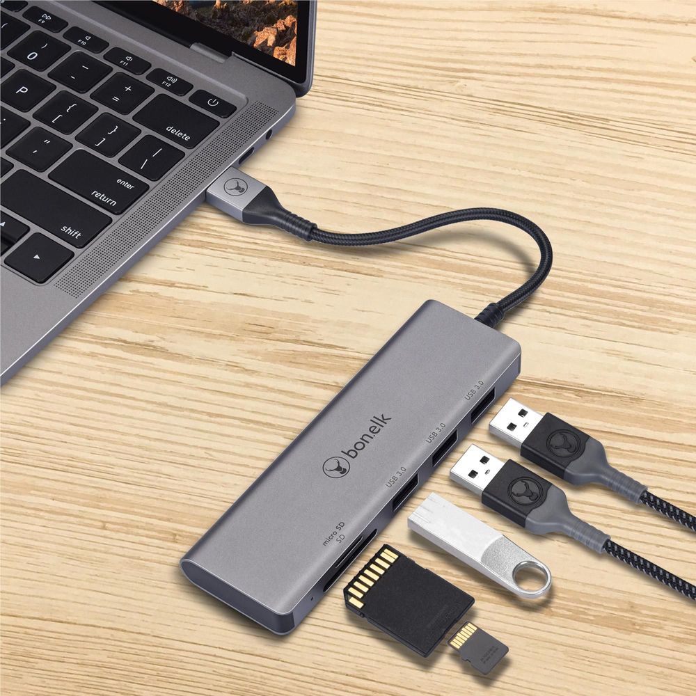 Bonelk Long-Life USB-A 5-in-1 Multiport Hub (Space Grey)