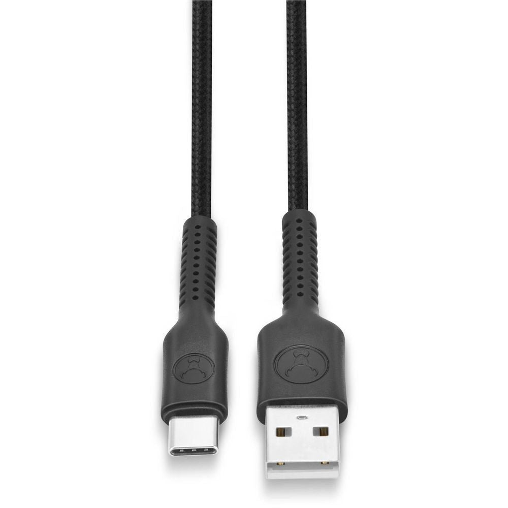 Reversed view: USB-C and USB-A ends on black braided cable, 60W, 2m