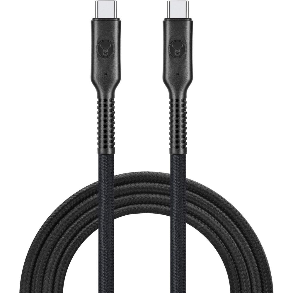 Braided black USB-C to USB-C cable bundle with metal connectors