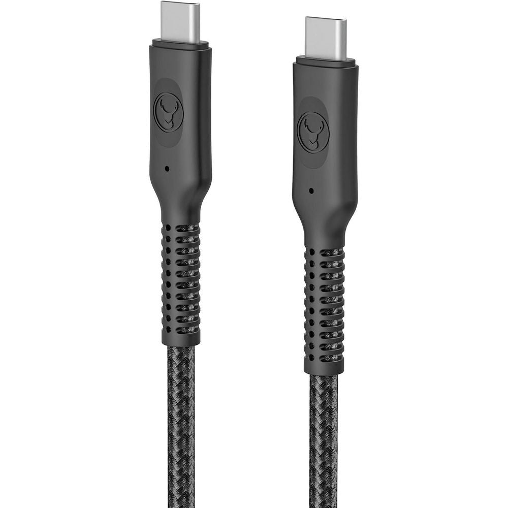 Black USB-C connectors with braided jacket and textured strain relief