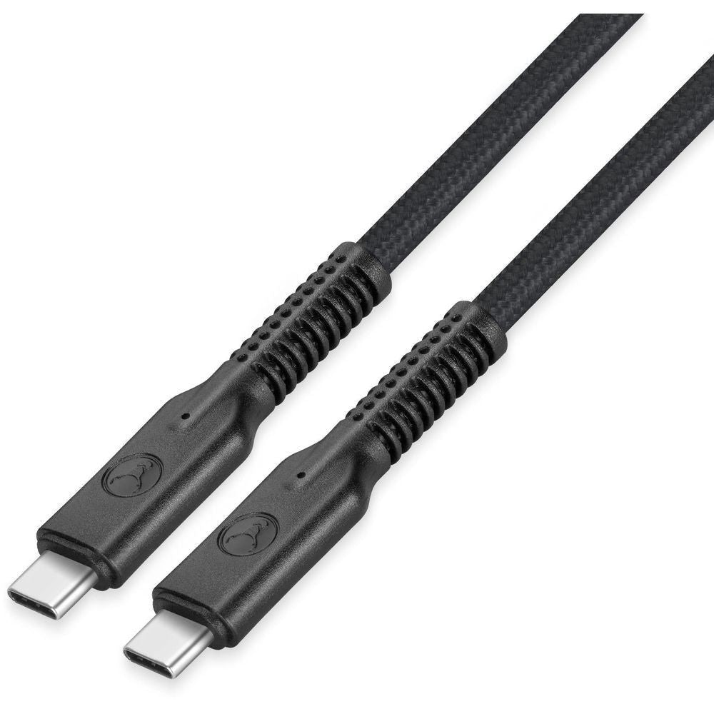 Black USB-C to USB-C cable with silver USB-C ends and braided strain relief
