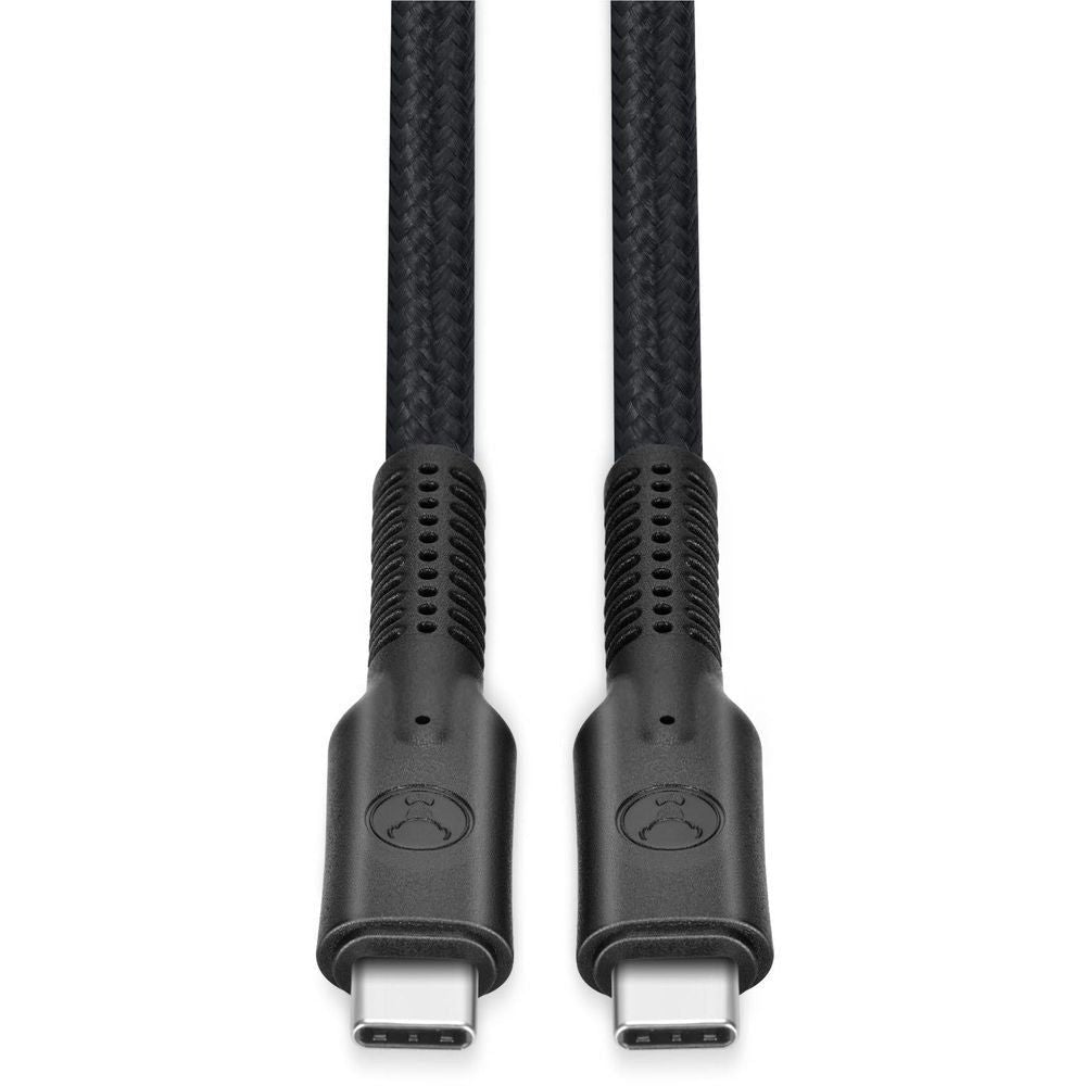 Black USB-C to USB-C cable showing both connector ends with port openings