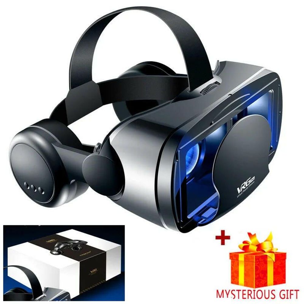 Virtual Reality 3D VR Headset Smart Glasses Helmet for Smartphones Cell Phone Mobile 7 Inches Lenses Binoculars with Controllers Only Vr Headphone