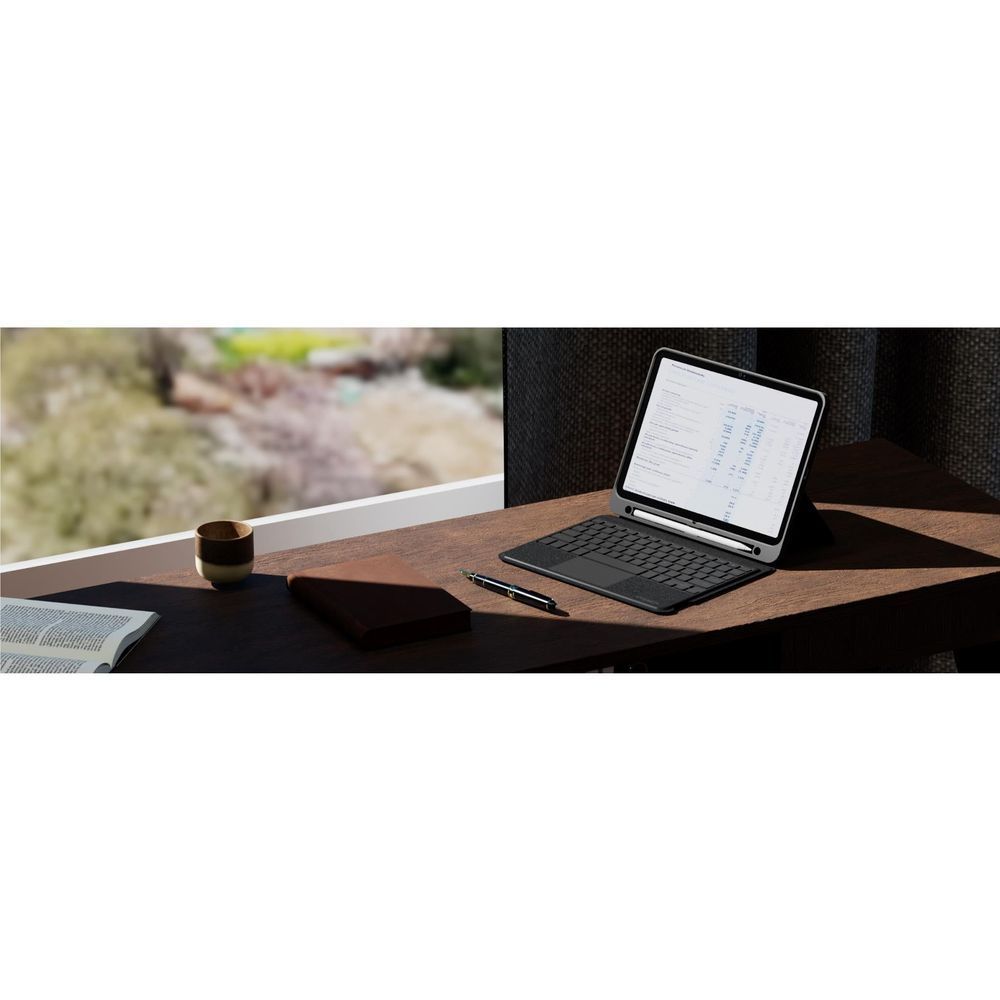 Black keyboard case with tablet and backlit keys
