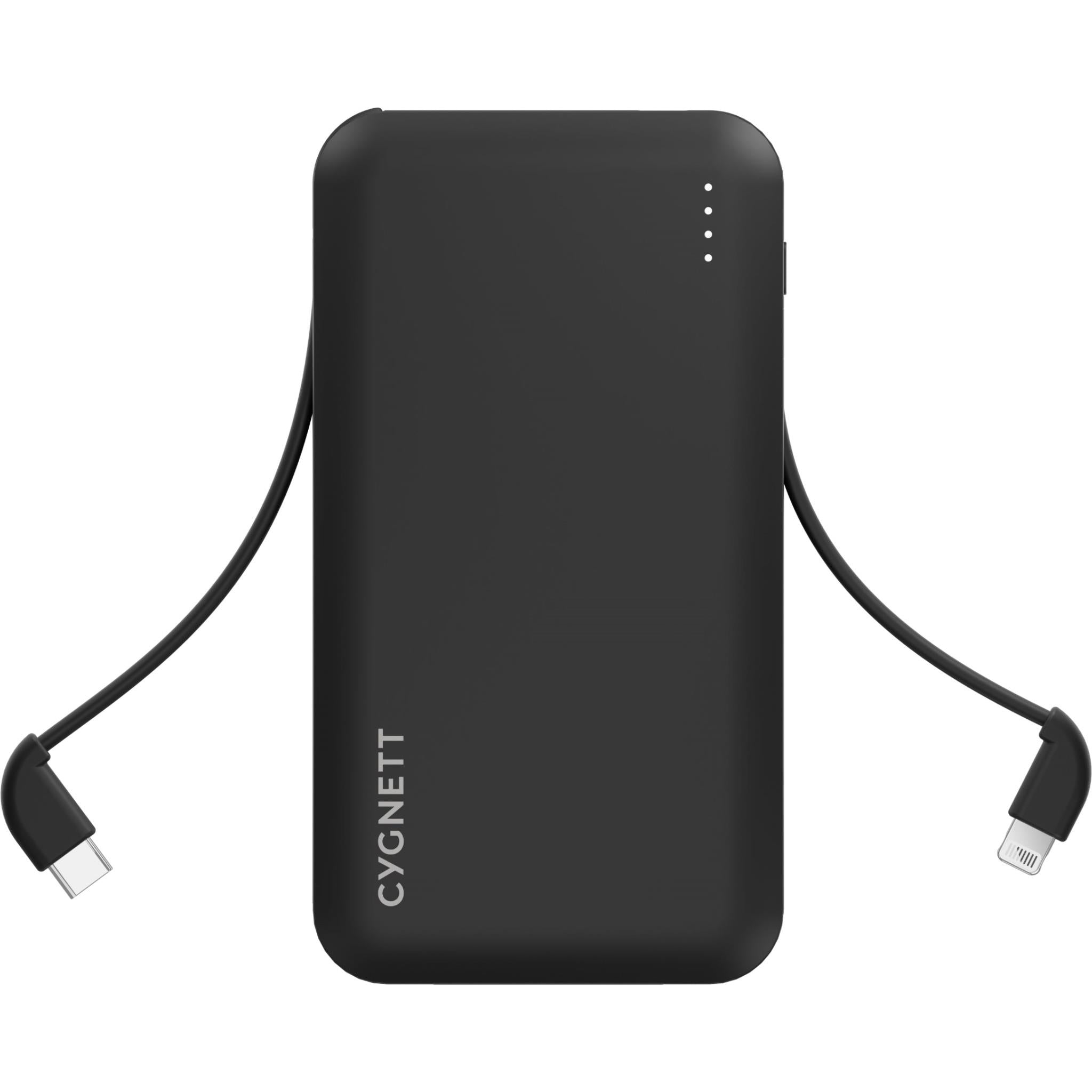 Cygnett ChargeUp Pocket Power Bank with Dual Intergrated Charging Cables [10K] (Black)