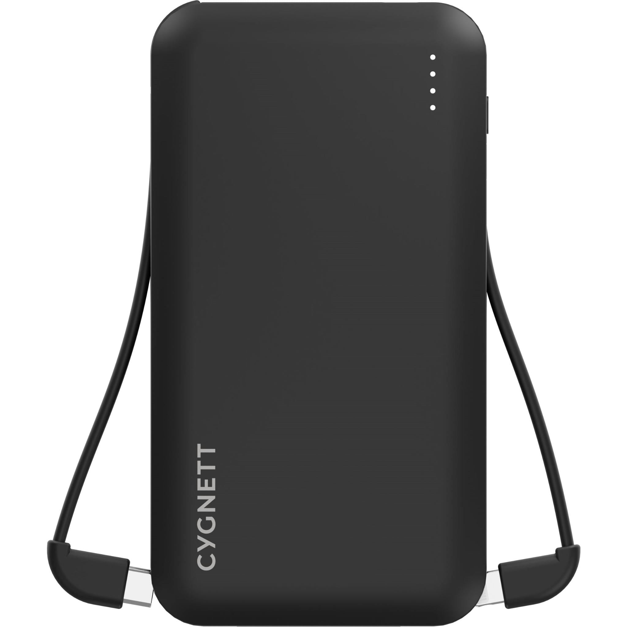 Cygnett ChargeUp Pocket Power Bank with Dual Intergrated Charging Cables [10K] (Black)