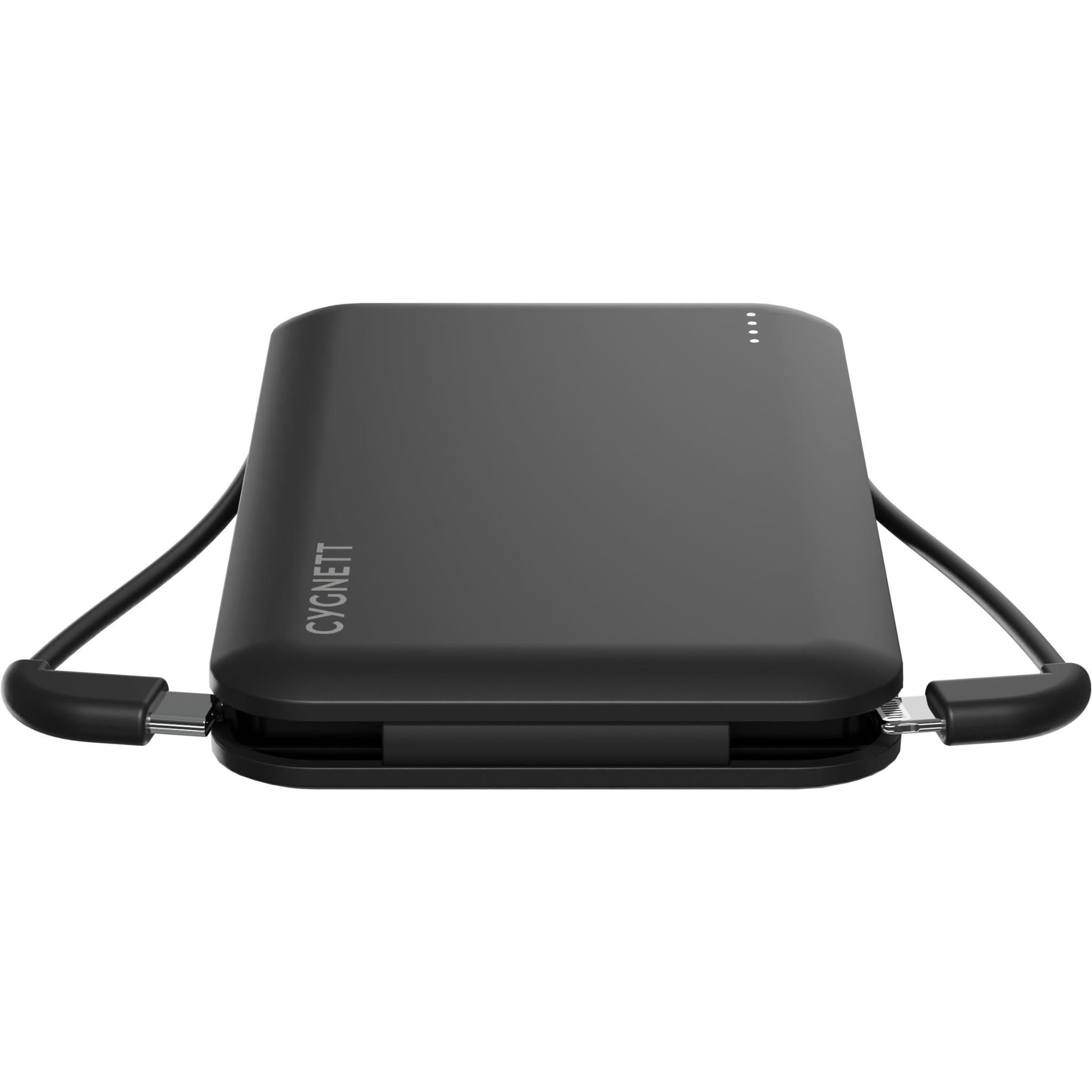 Cygnett ChargeUp Pocket Power Bank with Dual Intergrated Charging Cables [10K] (Black)