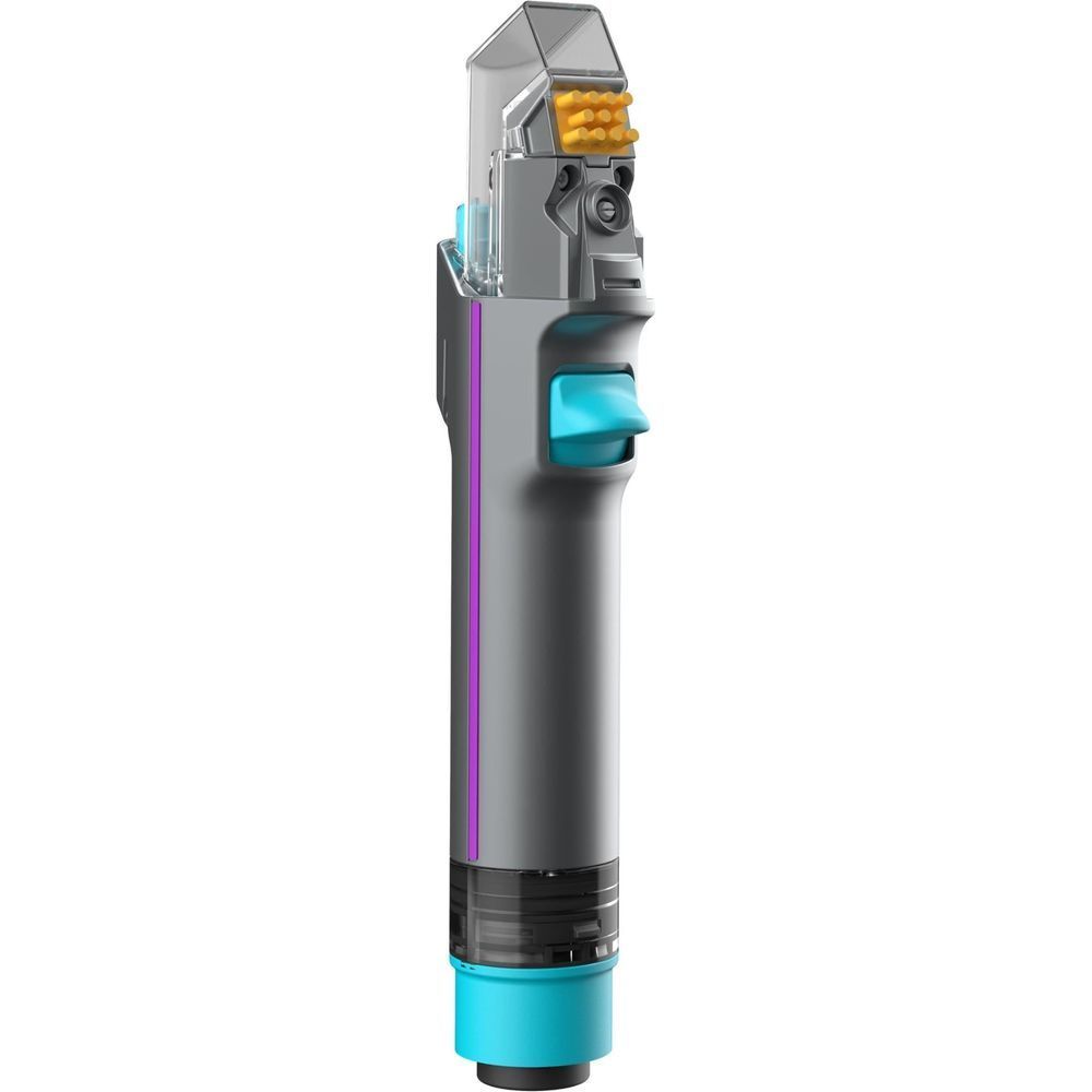 Spot and stain cleaner wand with accessory head, purple trim and turquoise base