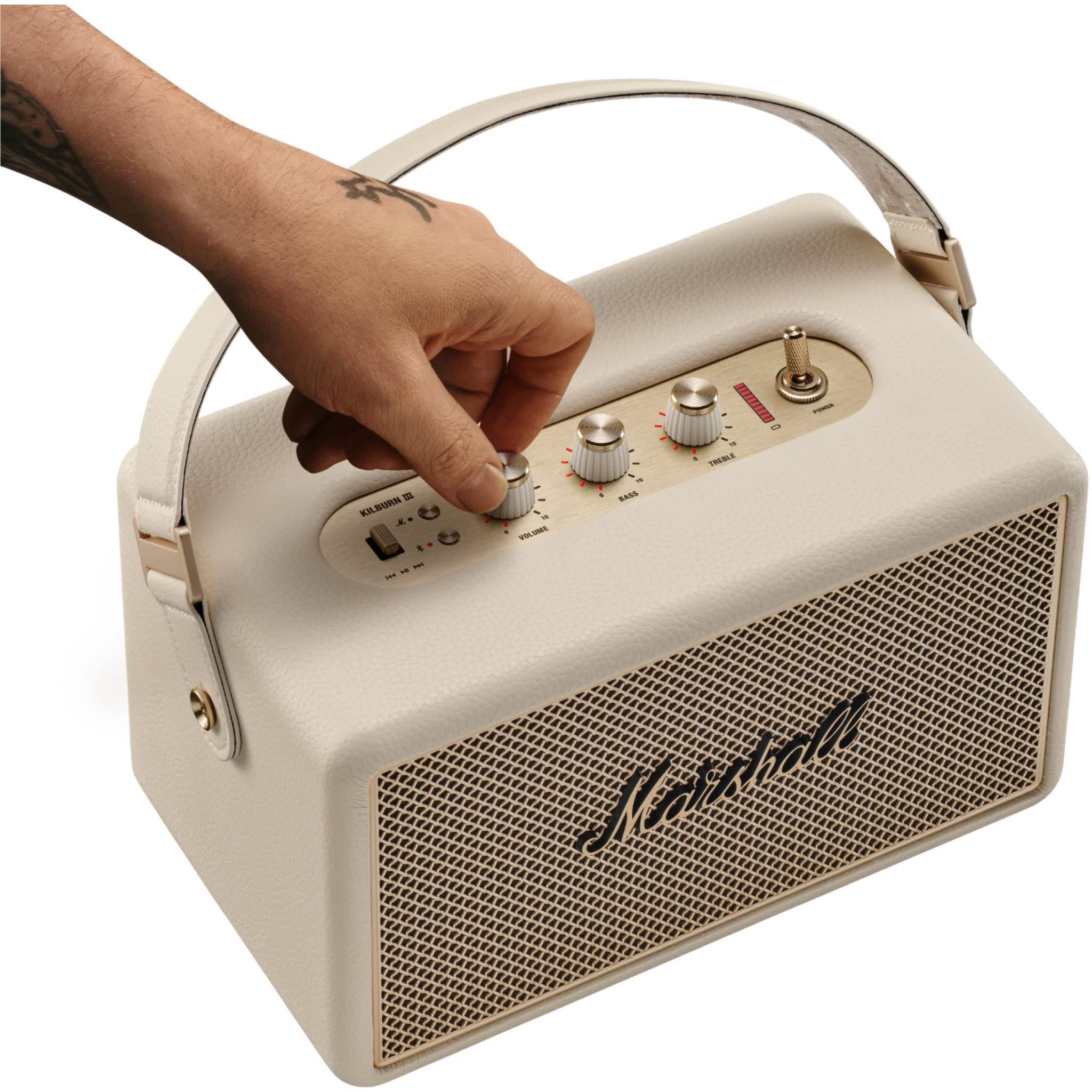 Marshall Kilburn III portable Bluetooth speaker in cream, image 2 - Portable Speakers at Tech Supply Shed NZ