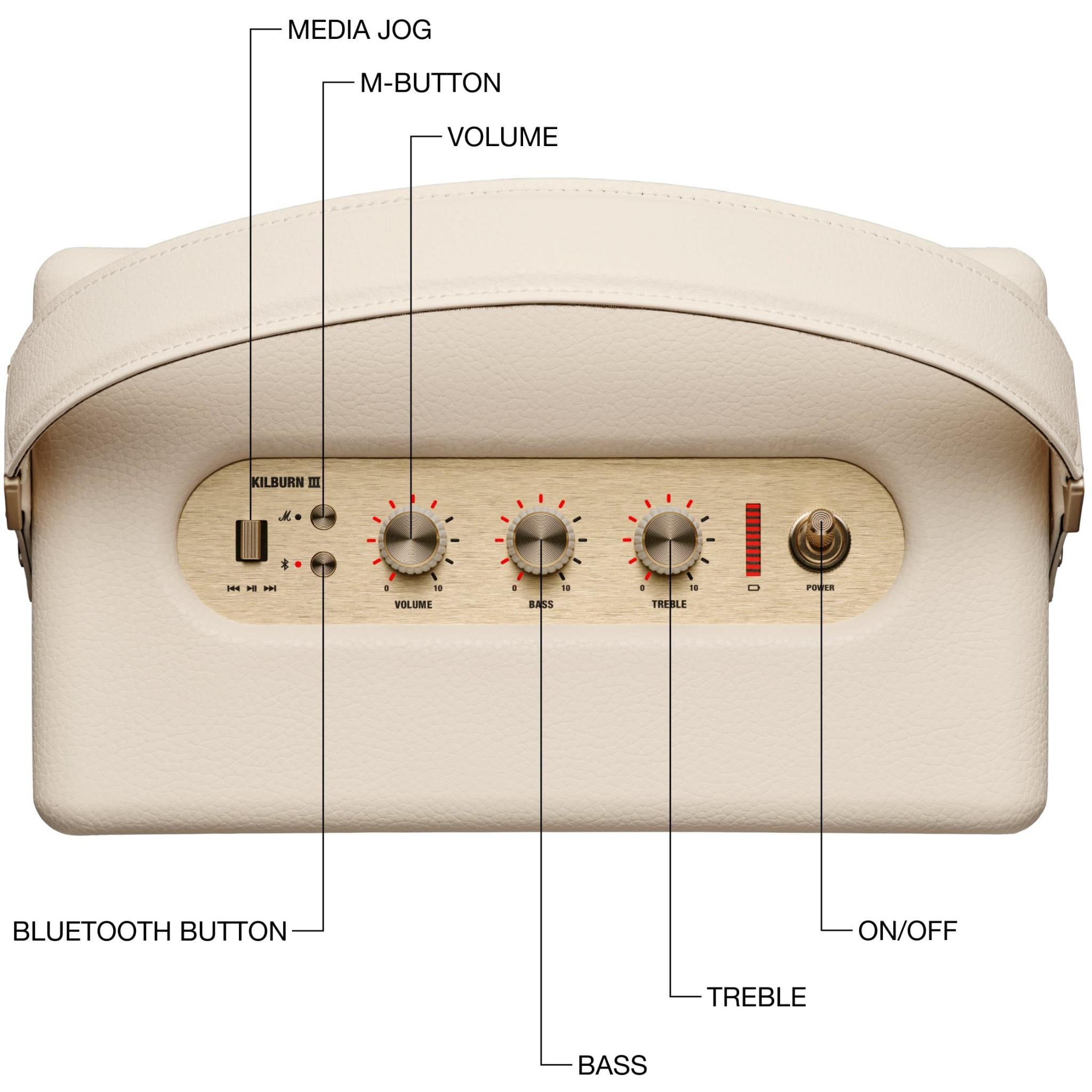 Marshall Kilburn III portable Bluetooth speaker in cream, image 4 - Portable Speakers at Tech Supply Shed NZ