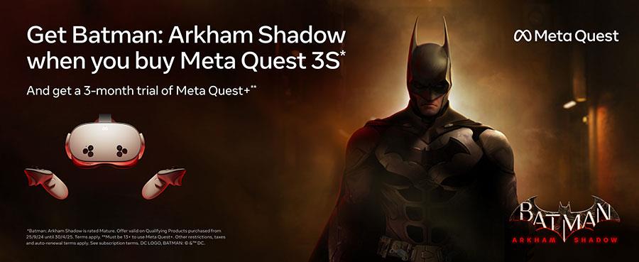 White VR headset promo featuring Batman Arkham Shadow offer banner
