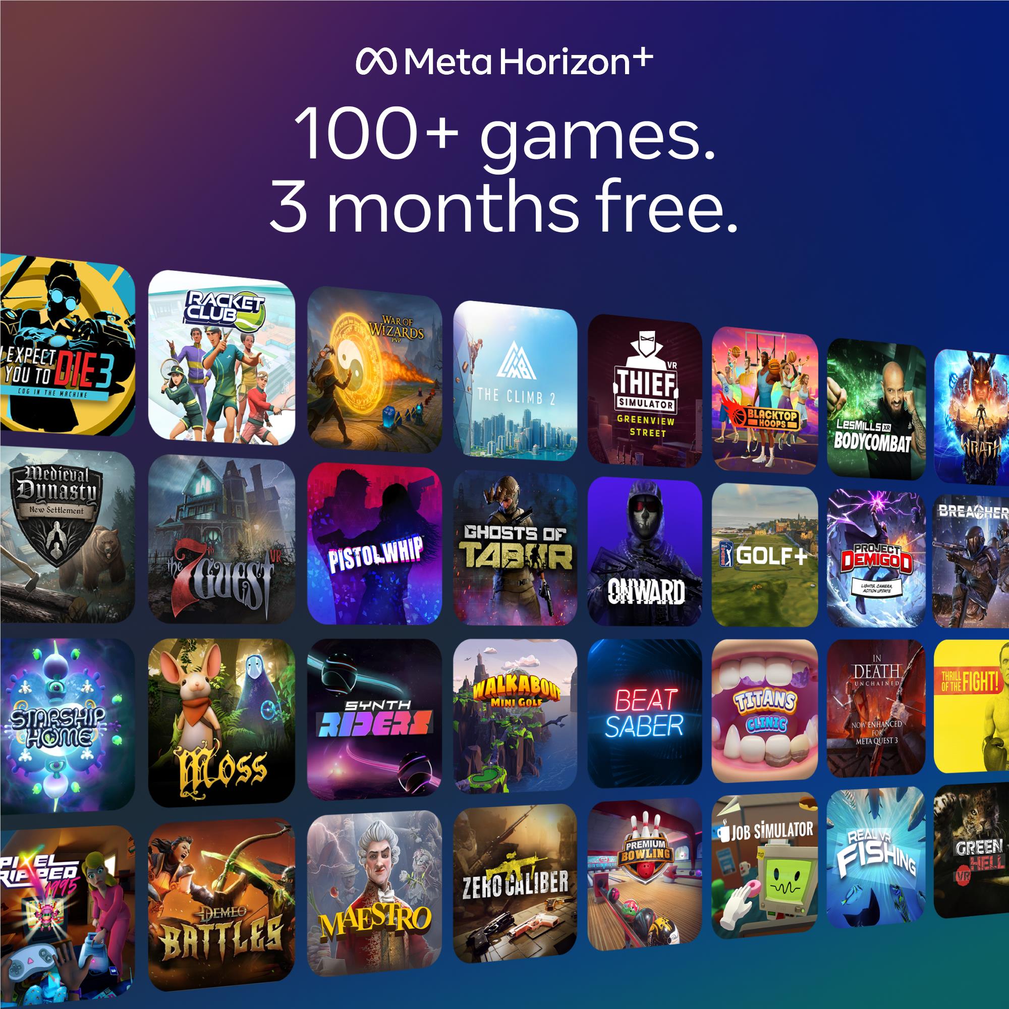 Meta Horizon+ games grid displayed for VR headset access