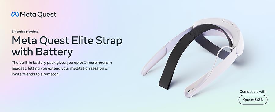 White VR headset with black top strap and curved battery band