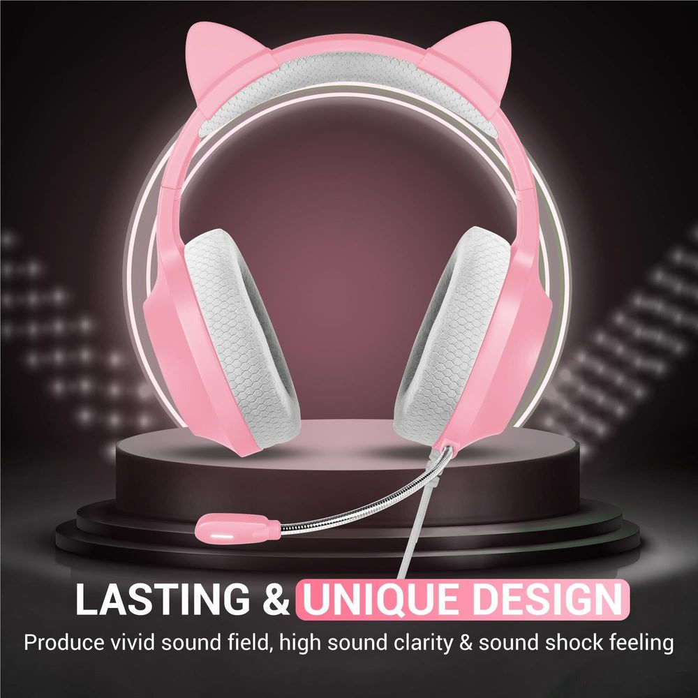 Playmax RGB Cat Ear Gaming Headset (Pink)