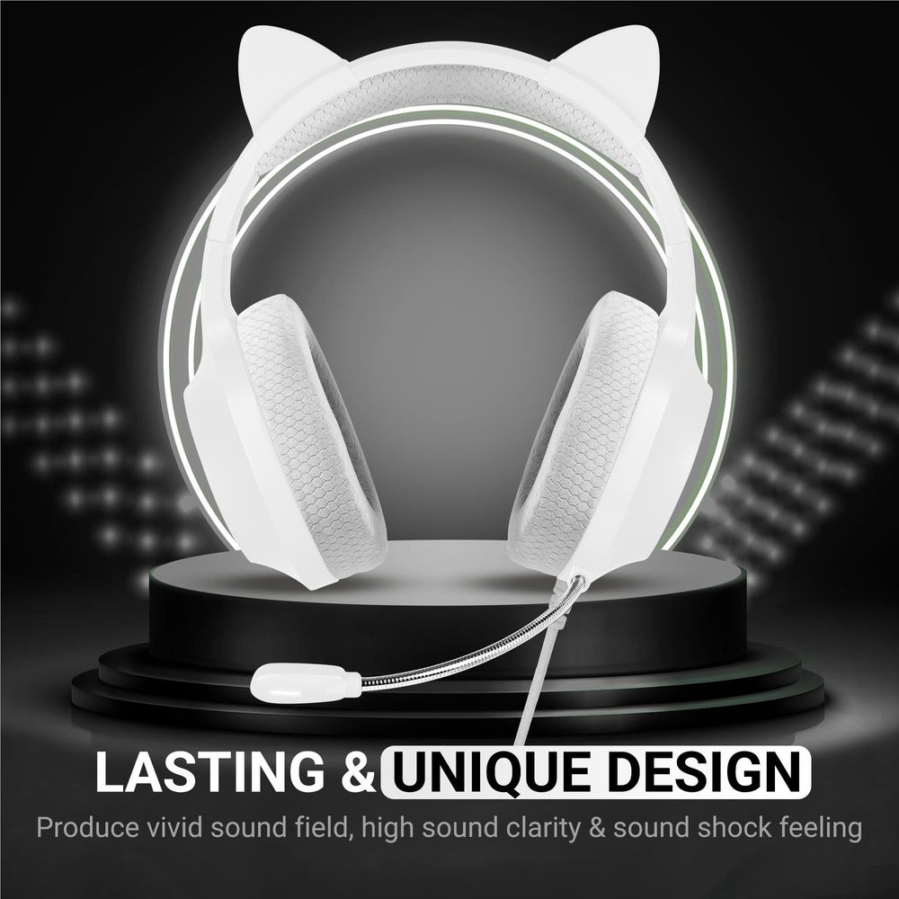 Playmax RGB Cat Ear Gaming Headset (White)
