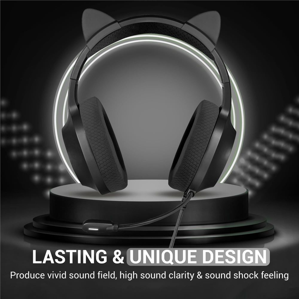 Playmax RGB Cat Ear Gaming Headset (Black)