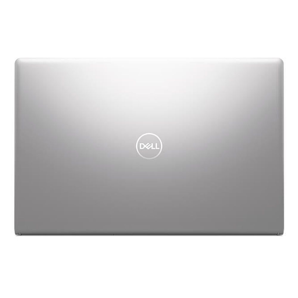 Dell laptop back lid with centered Dell logo on silver-gray finish.
