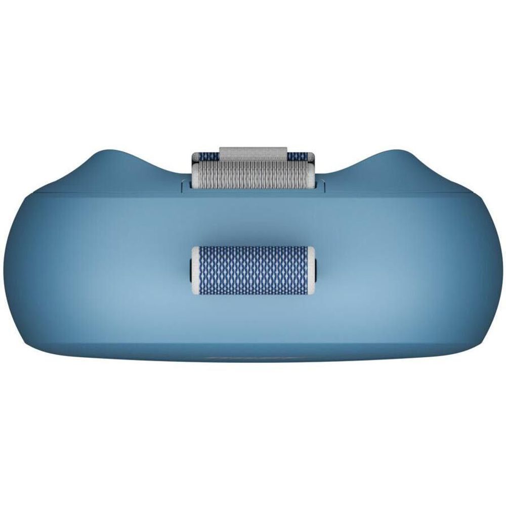 Blue Bose SoundLink Micro portable speaker rear view with top strap
