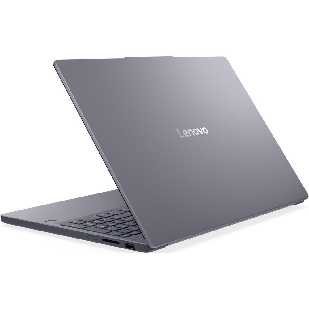 Dark-gray laptop lid with Lenovo logo, closed for travel