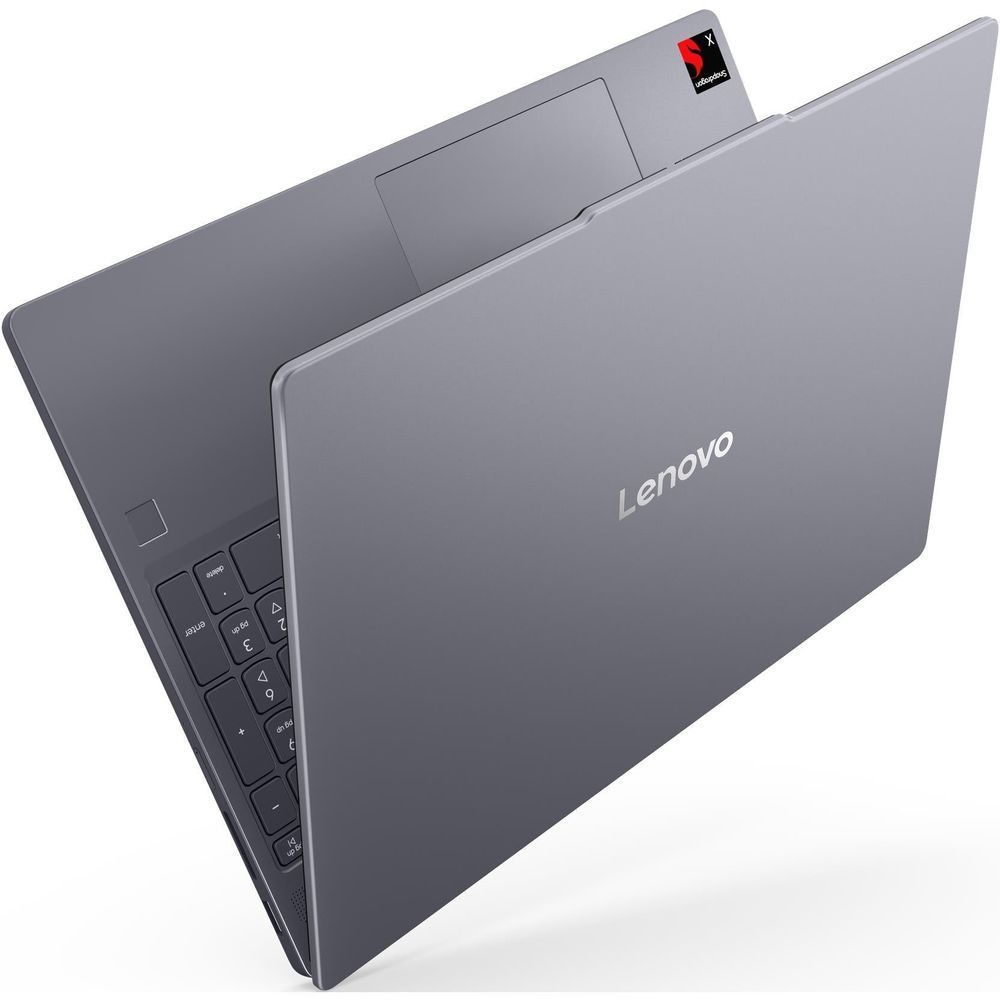 Two dark-gray Lenovo laptops overlapping, showing keyboard edge and lid