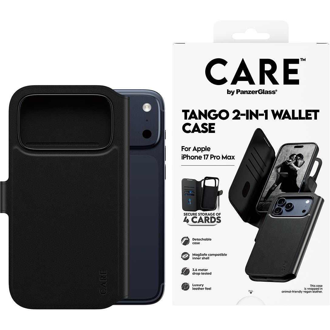 CARE by Panzer Tango Wallet Case for iPhone 17 Pro Max (Black)