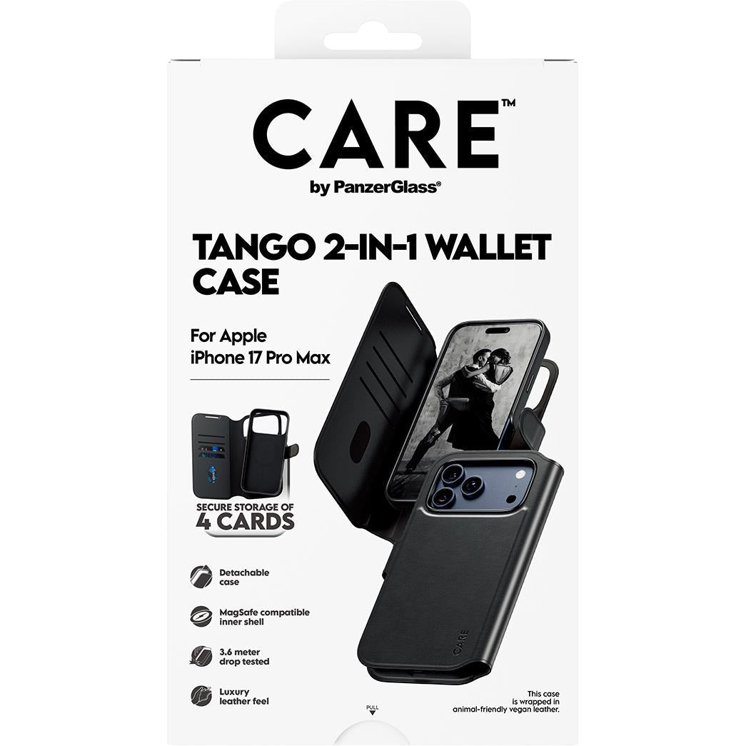 CARE by Panzer Tango Wallet Case for iPhone 17 Pro Max (Black)