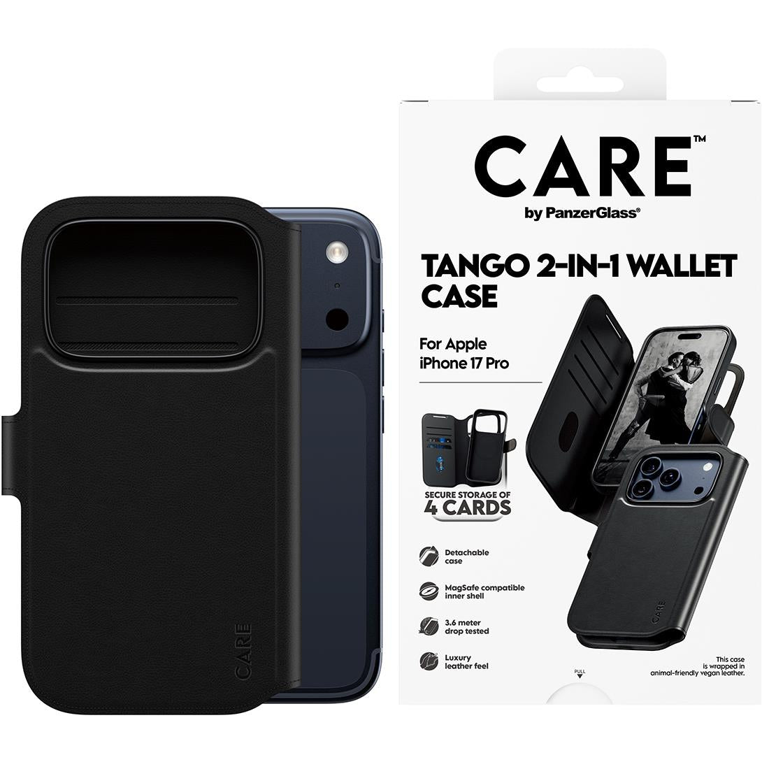 CARE by Panzer Tango Wallet Case for iPhone 17 Pro (Black)
