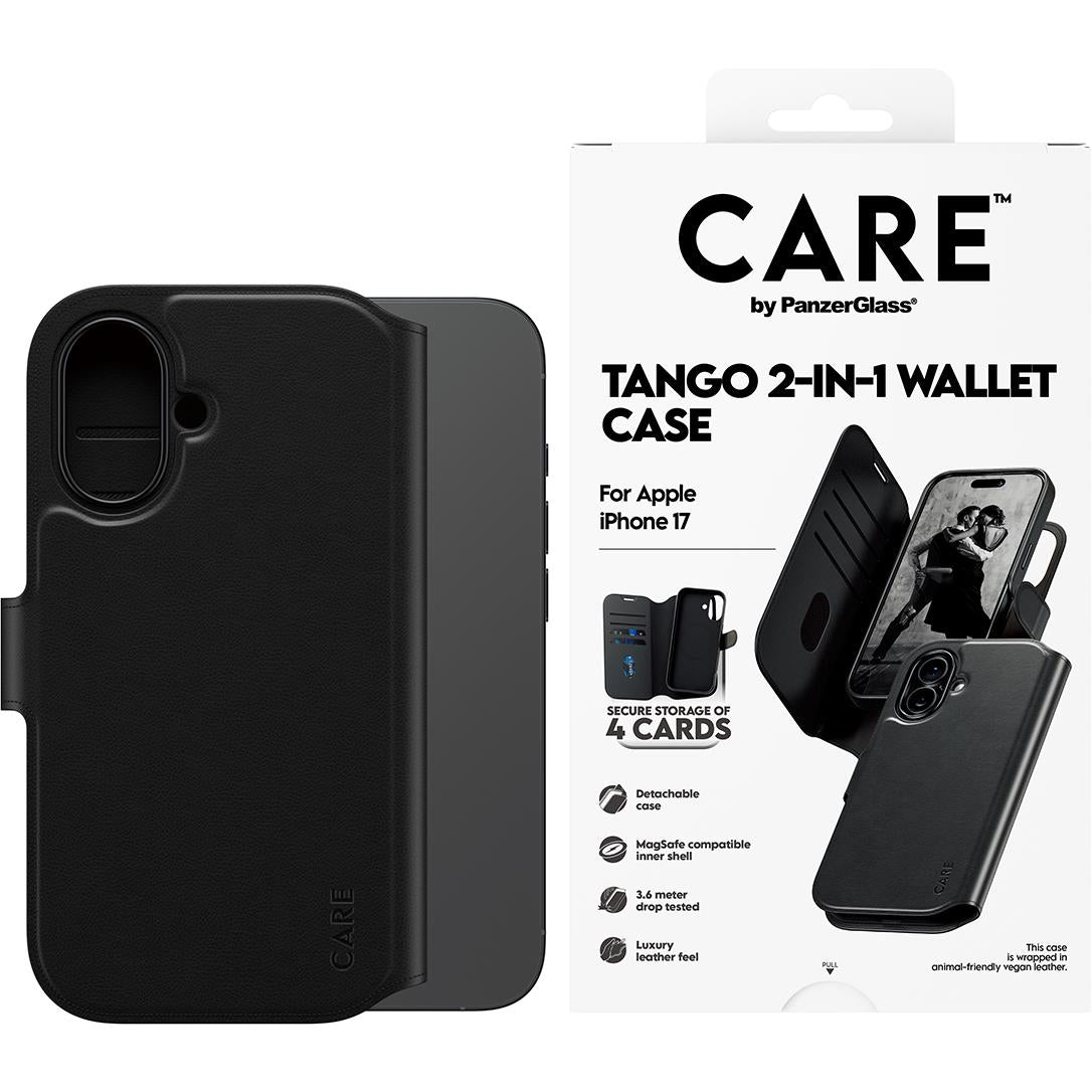 CARE by Panzer Tango Wallet Case for iPhone 17 (Black)
