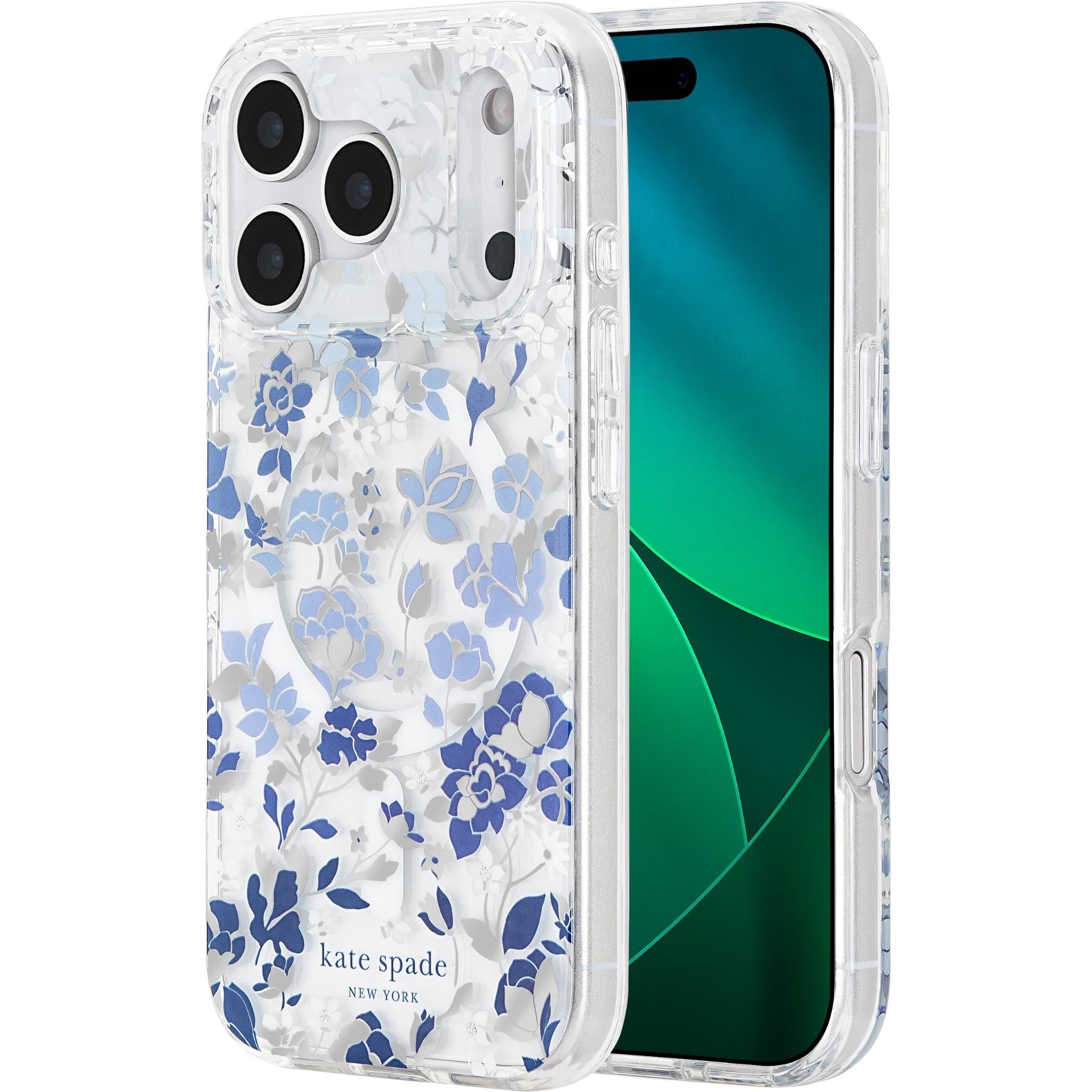 Kate Spade Protective MagSafe Case for iPhone 17 Pro (Flowerbed Blue)