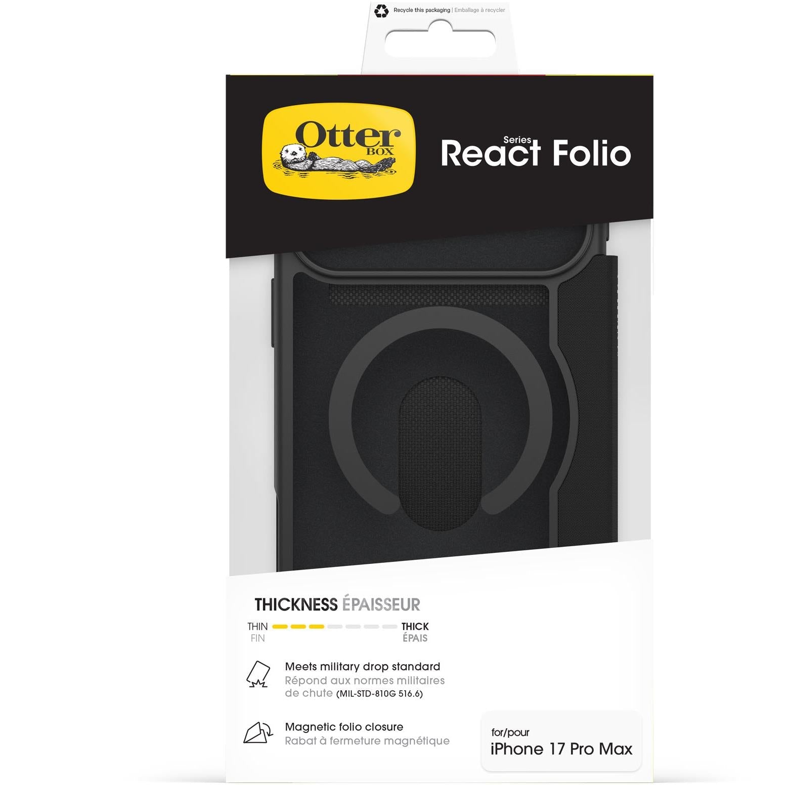 Otterbox React Folio MagSafe Case for iPhone 17 Pro Max (Black Crystal)