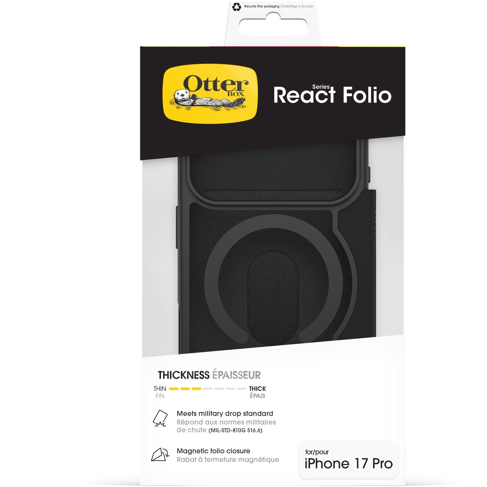 Otterbox React Folio MagSafe Case for iPhone 17 Pro (Black Crystal)
