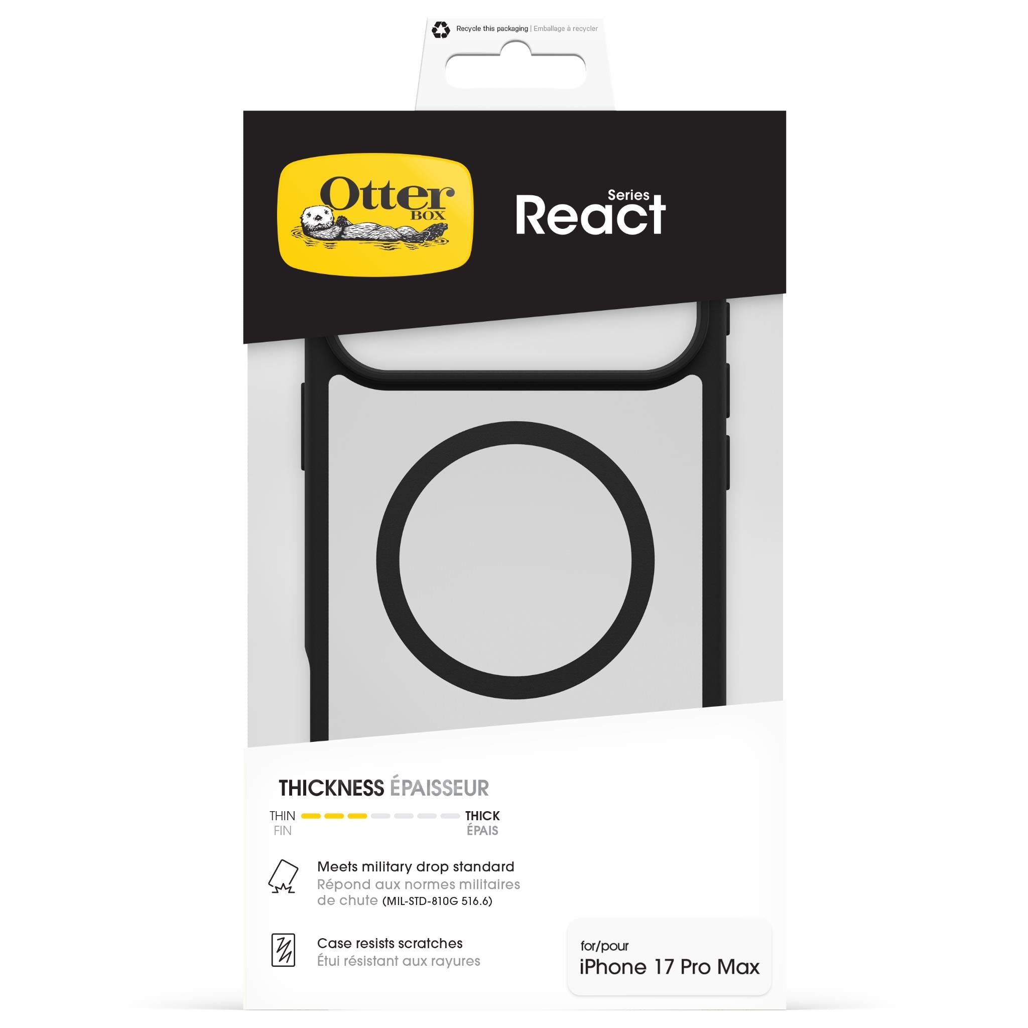 Otterbox React MagSafe Case for iPhone 17 Pro Max (Black Crystal)