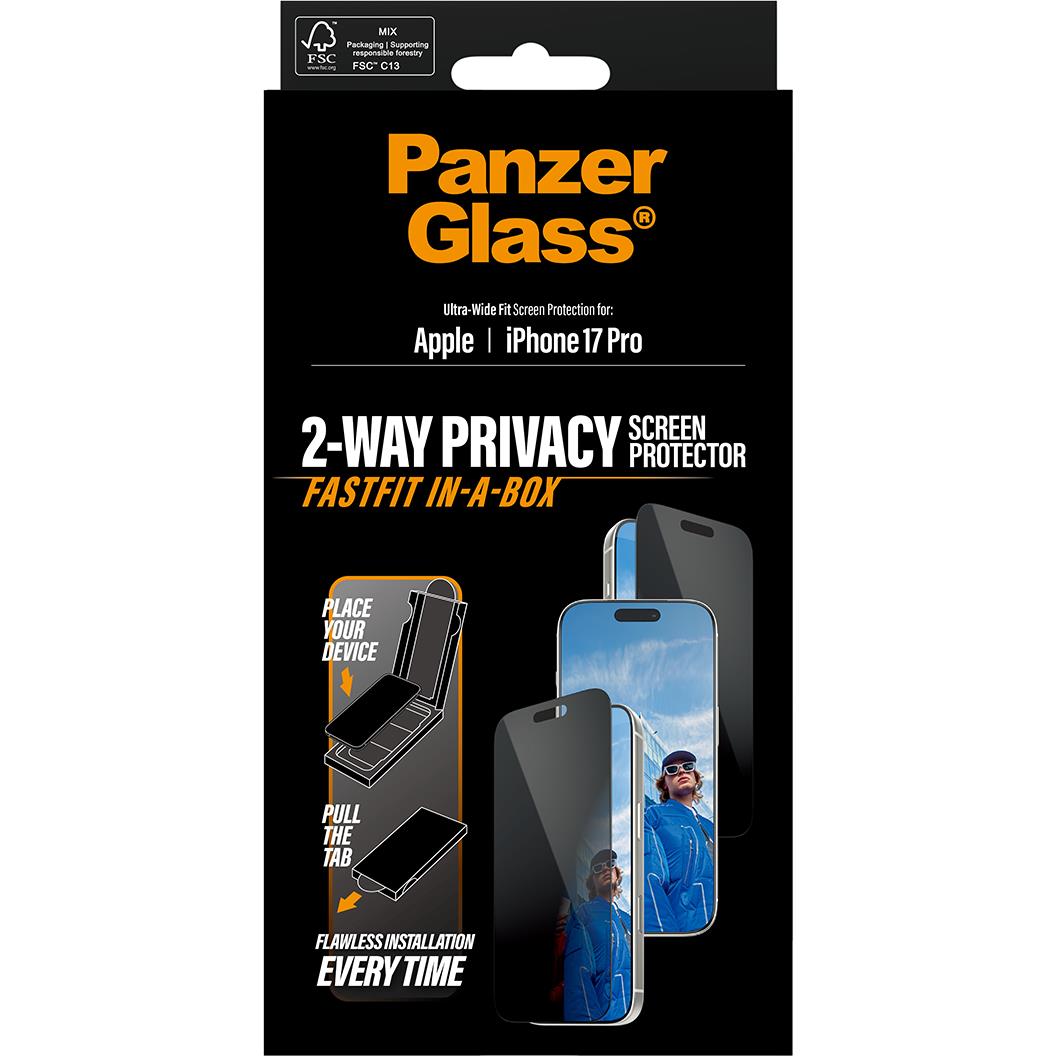 PanzerGlass Privacy UWF Screen Protector with Fastfit for iPhone 17 Pro