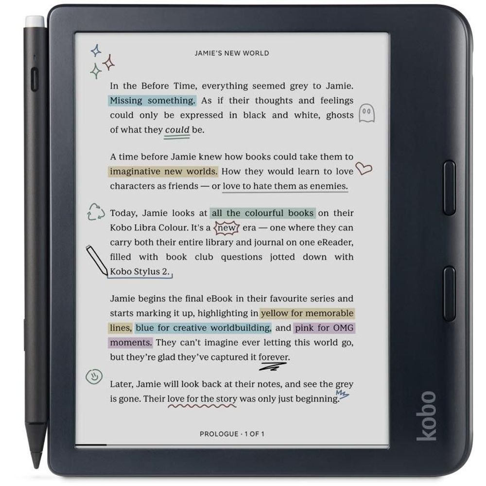 Kobo Libra Colour 7" eReader with Stylus 2 (Black)