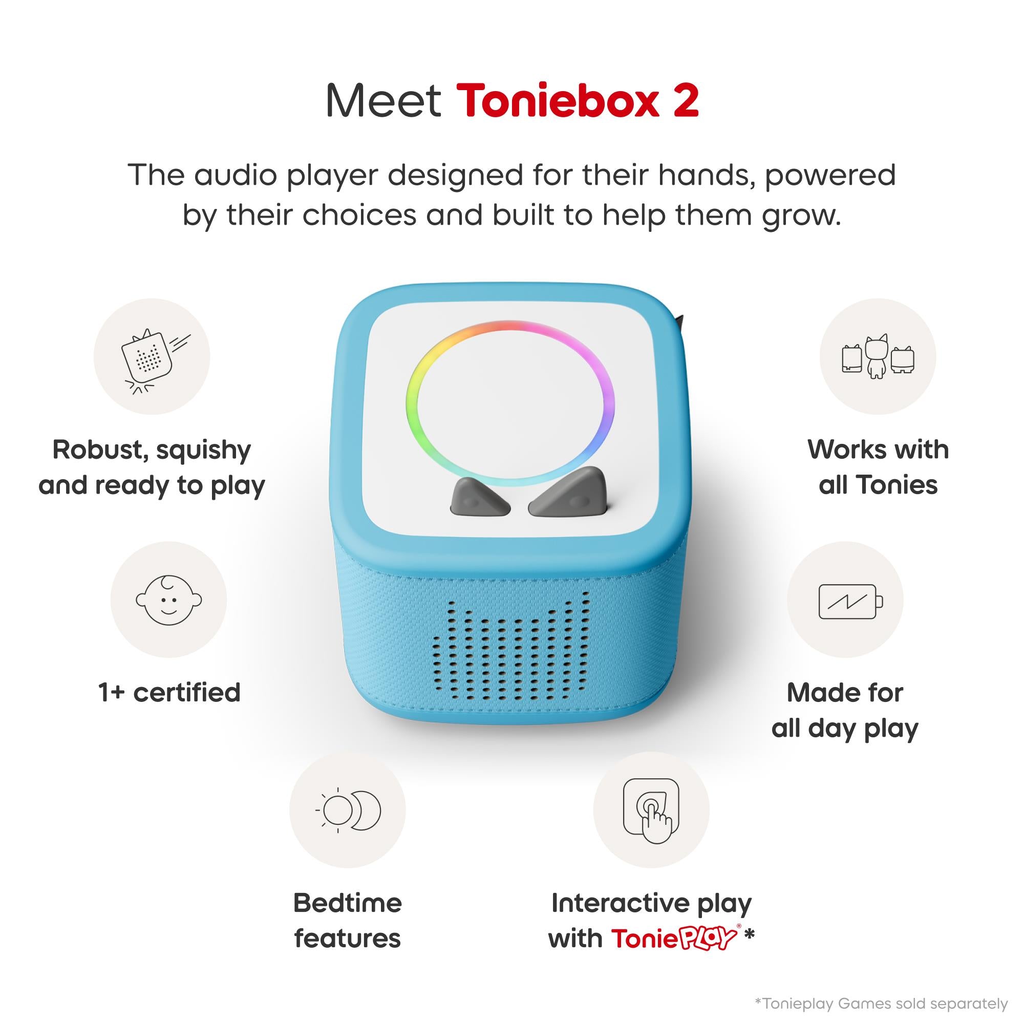 tonies Toniebox 2 Starter Set Creative Tonie Rubie (Sky Blue)