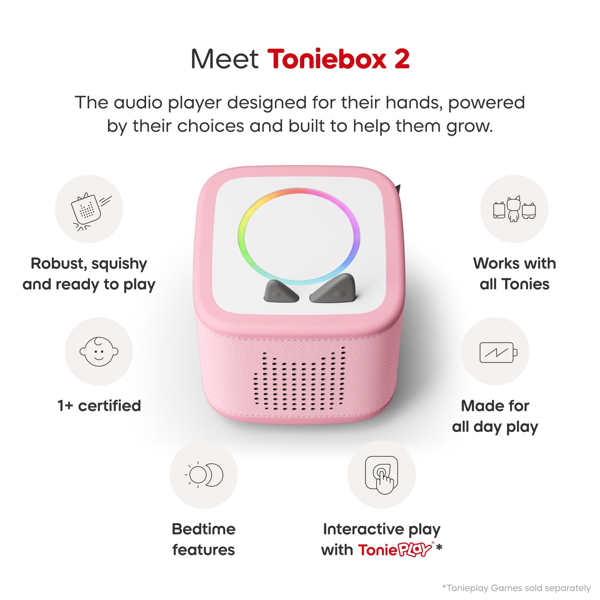 tonies Toniebox 2 Starter Set Creative Tonie Rubie (Cloud Pink)