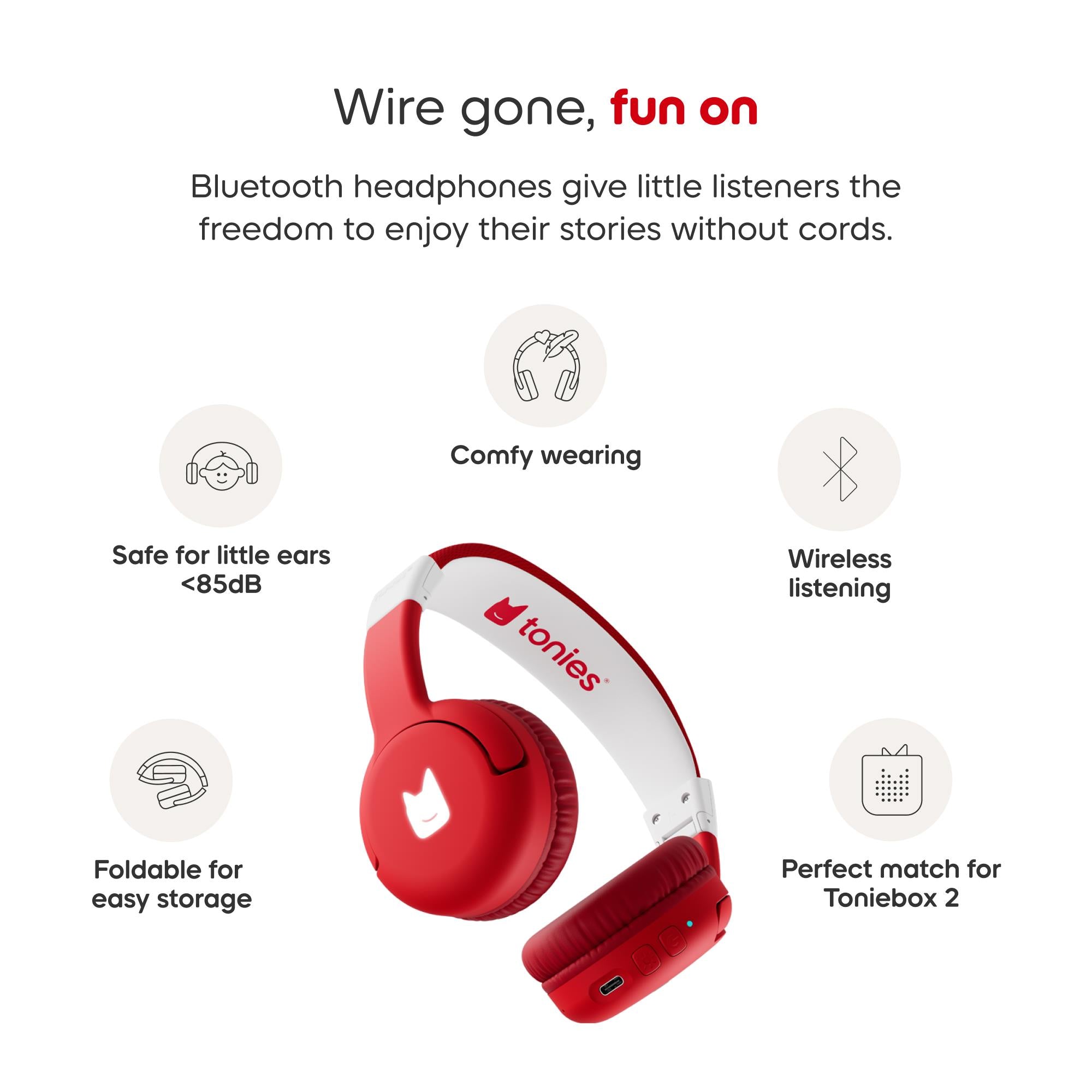 tonies Bluetooth Headphones (Sunset Red)