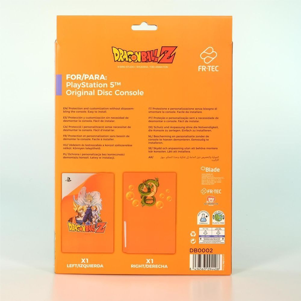 Back of Dragon Ball Z silicone PS5 disc cover box showing left and right covers