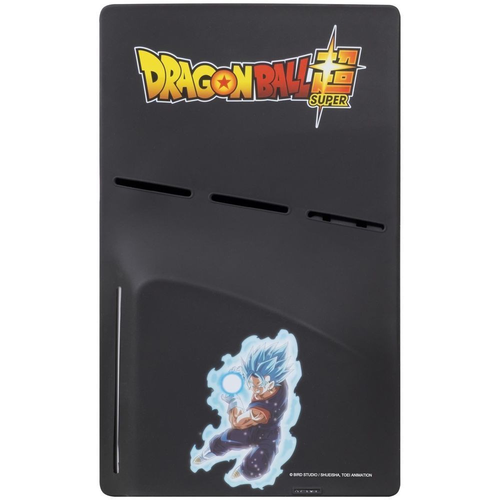Black PS5 Slim disc silicone cover back, Dragon Ball Super logo and cutouts