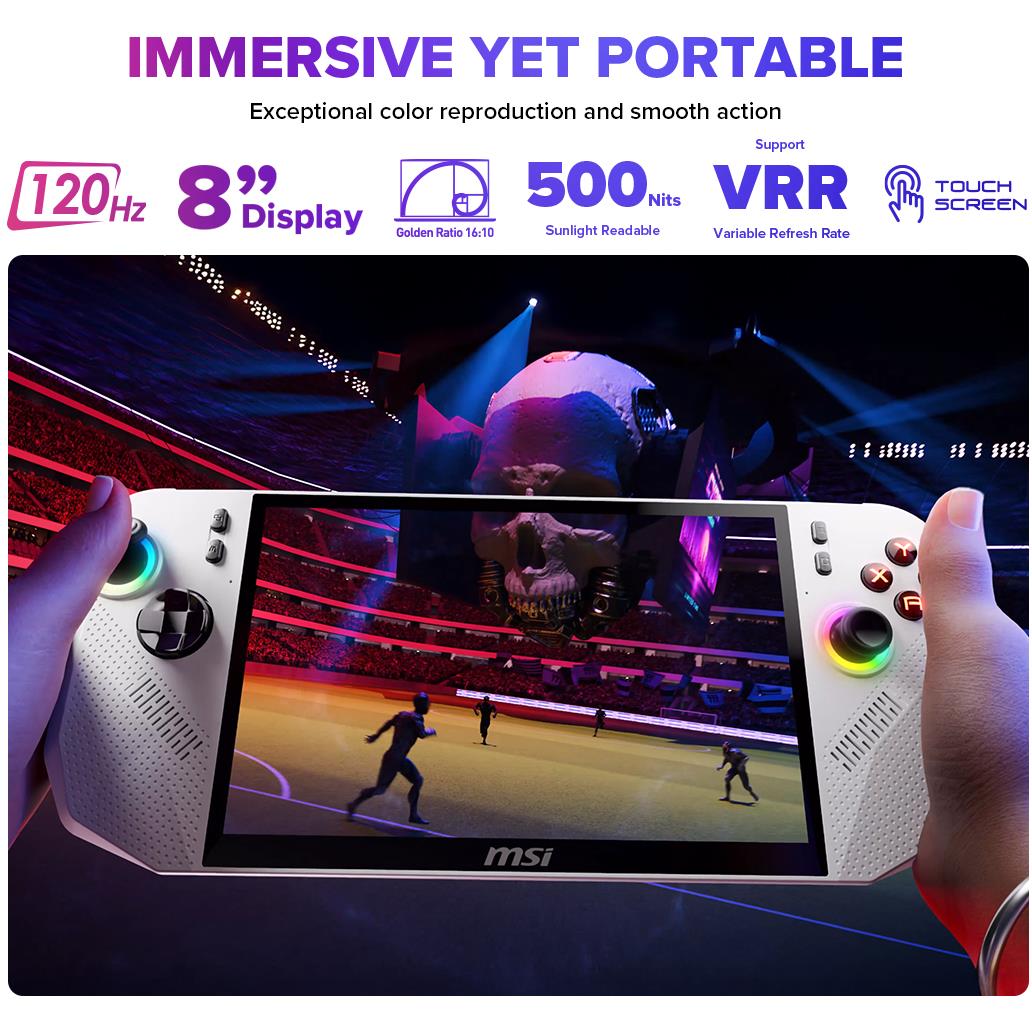 MSI Claw A8 8" FHD + Touchscreen 120Hz Gaming Handheld - Ryzen Z2 Extreme (1TB SSD) - Polar Tempest