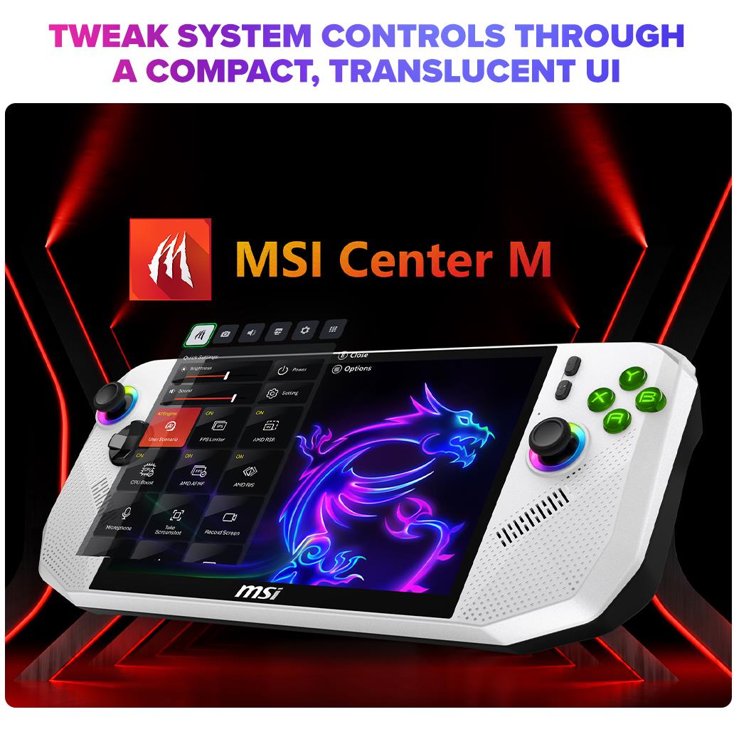 MSI Claw A8 8" FHD + Touchscreen 120Hz Gaming Handheld - Ryzen Z2 Extreme (1TB SSD) - Polar Tempest