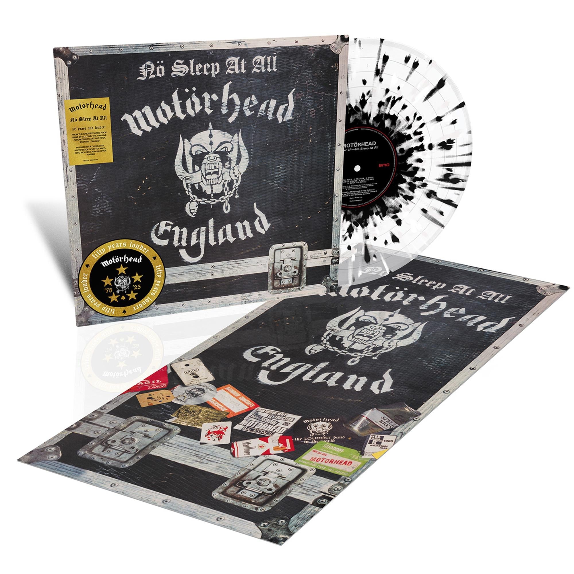 No Sleep At All (50th Anniversary Edition) (Clear With Black/White Splatter Vinyl) - By: Motörhead