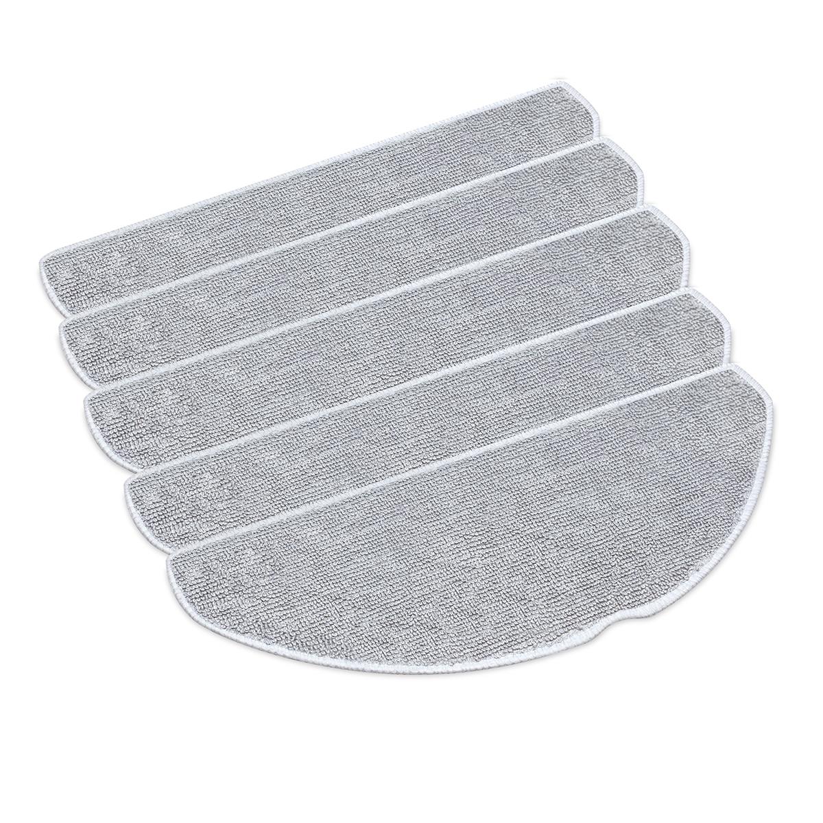 Set of 5 gray washable robot mop cloths, rounded oval pads