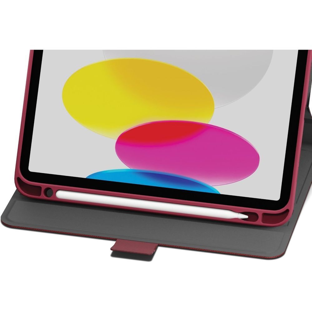 Cherry rose iPad folio case close-up with stand edge and front cutouts