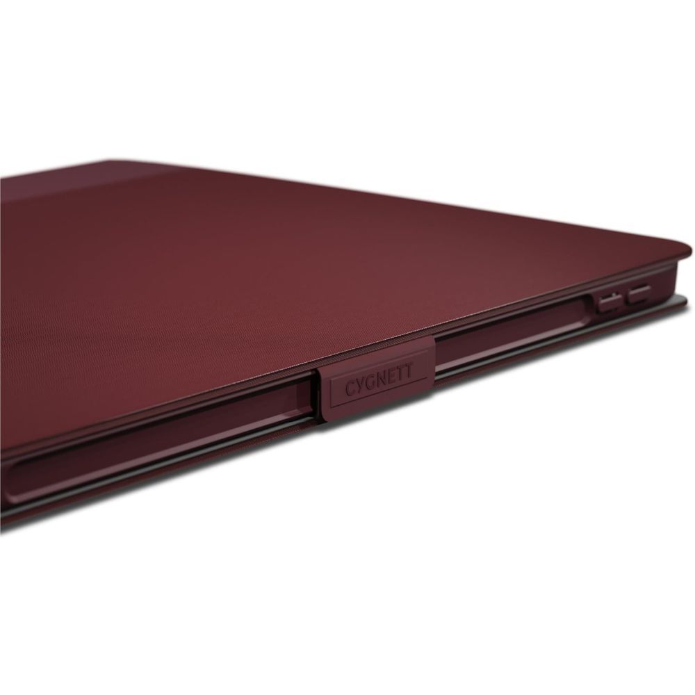 Cherry rose iPad case back with brand logo and side access openings