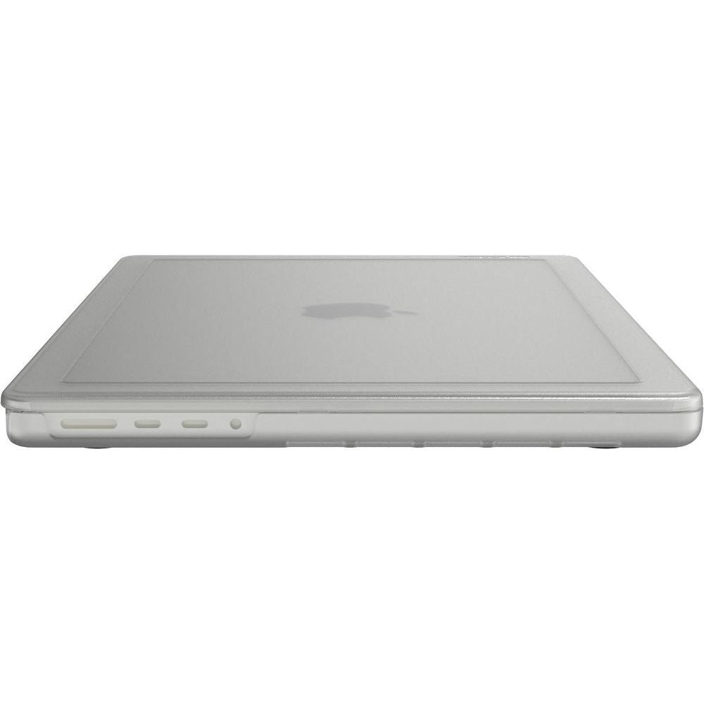 Clear hardshell case for 14in MacBook Pro, bottom edge with vents and port cutouts