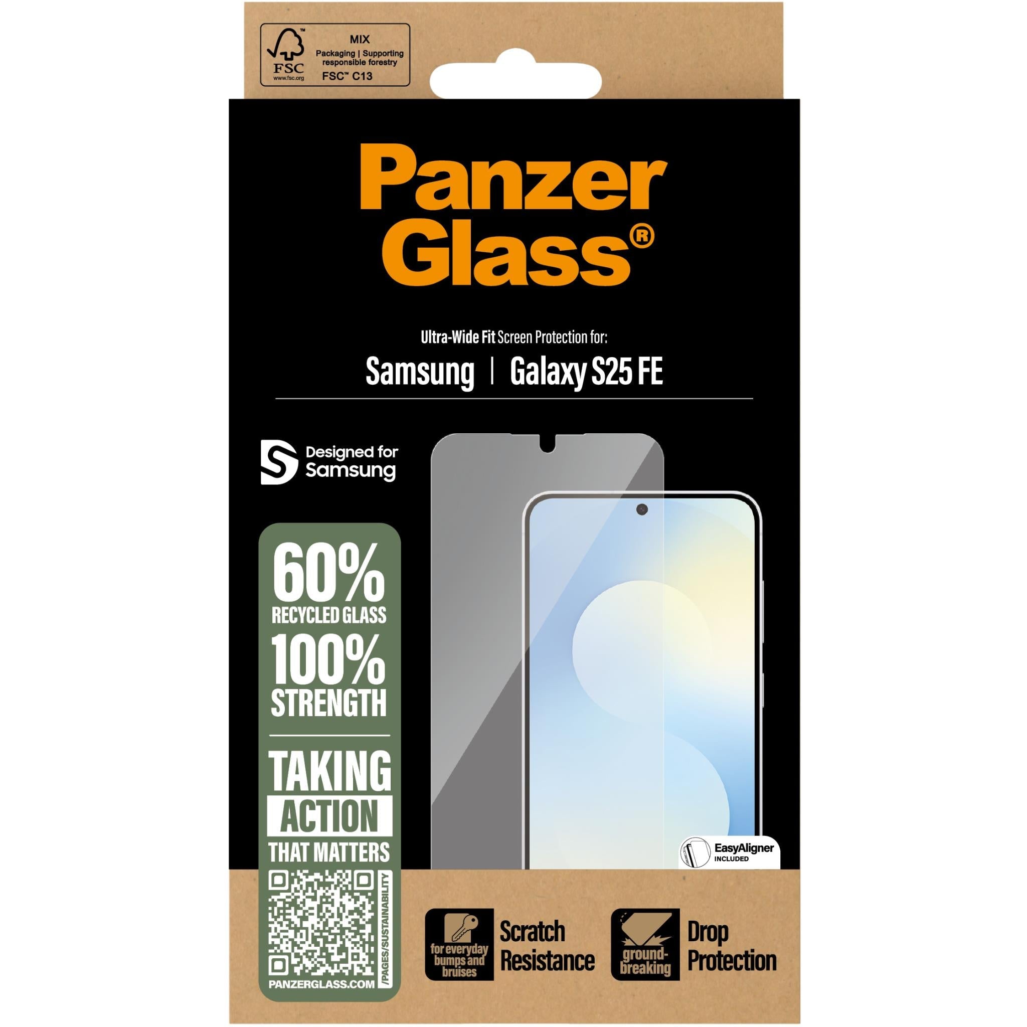PanzerGlass UltraWide Fit Screen Protector for Samsung Galaxy S25 FE