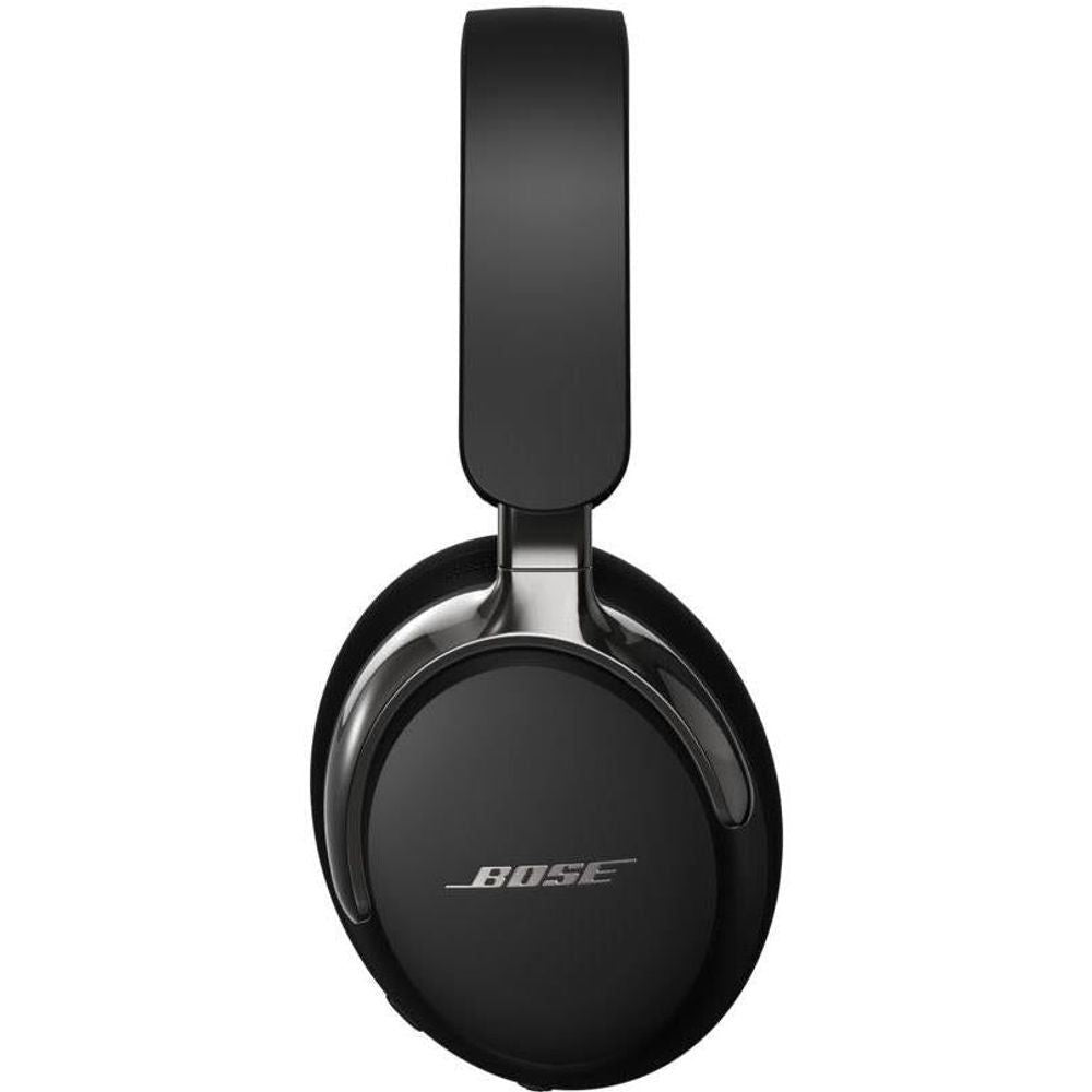 Black Bose QuietComfort Ultra over-ear headphones, headband and earcup front